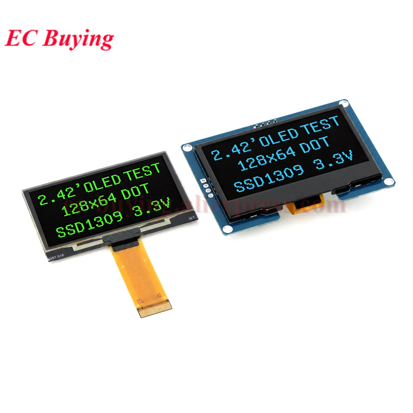 Módulo de Display OLED de 2,42 polegadas, Tela LCD de 2,42'' 128x64 Pontos 12864 com Driver SSD1309 SPI/IIC I2C Branco Azul Amarelo Verde 4 7 Pinos