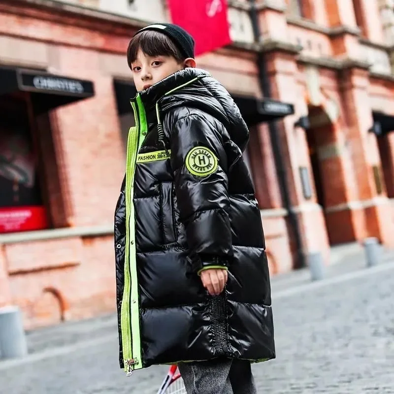 Boys Coat Jacket Cotton Outerwear Windbreak 2023 Long Thicken Velvet Winter Warm High Quality Children\'s Clothing