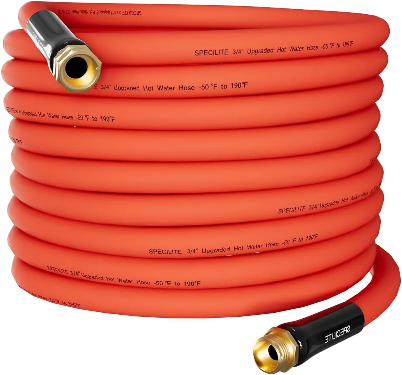 

3/4" Hot/Cold Garden Hose 50 ft, -50°F to 190°F, Flexible & Lightweight with Brass Fittings for Yard, Outdoor, Farm, Red