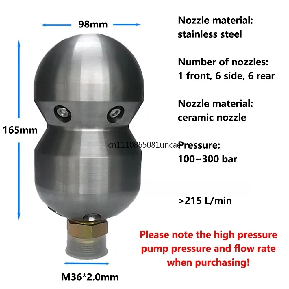 

M36 Аксессуары для очистки труб высокого давления: водоструйная насадка для прочистки канализации из нержавеющей стали с керамическим отверстием