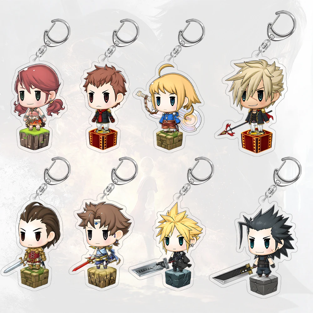 Final Fantasy Brave Exvius Vanille Noctis Sabin Warrior of Light Sephiroth Bartz Cloud Zack Q Version Acrylic Keychain Pendant
