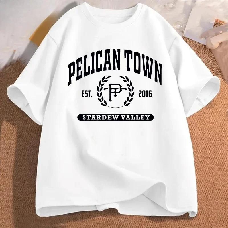 Pelican cidade camiseta stardew vale feminino impressão roupas estéticas manga feminina harajuku manga rua roupas estéticas