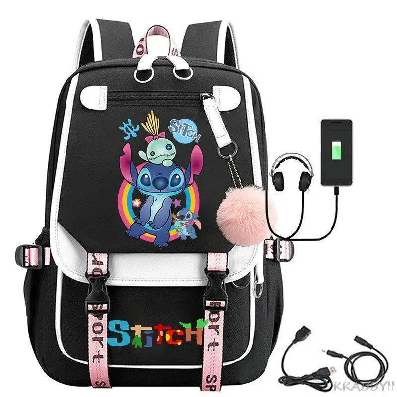 Stitch-Mochila De Viaje informal para hombre y mujer, morral escolar grande de retales