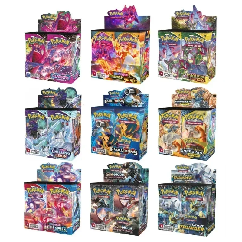 324/360 PCS Pokemon Cards Deck Box EVOLUTIONS OBSIOIAN FLAMES English Party Game Card Set Trading Card Booster Cards Album Toys