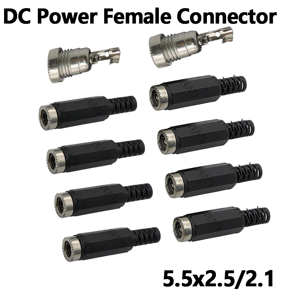 10PCS/lot 2.5mmx5.5mm 5.5x2.1mm 5.5x2.5mm Female DC Power Jack Plugs Socket Adapter Connector 2.1x 5.5 For Socket Repairs Tool