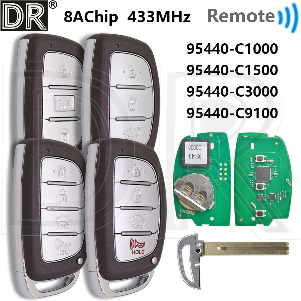 Great 8A Chip 433MHz 95440-C1000/C1500/C3000/C9100 Proximity Car Remote Control Key For Hyundai Sonata Tucson IX25 Creta 2015+