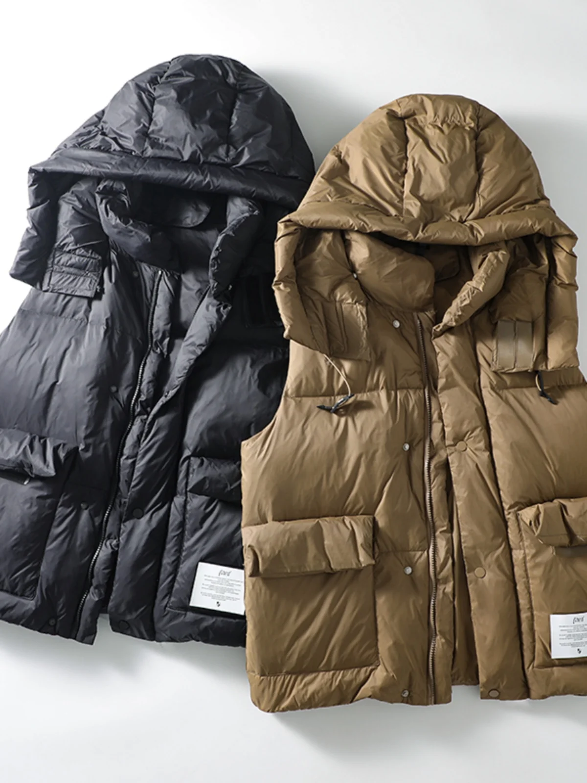 

High-Loft 700 Fill Power! Thiened! 90% ey Du Down! Autumn Winter Men's Hooded Jaet Warm Windproof down Vest