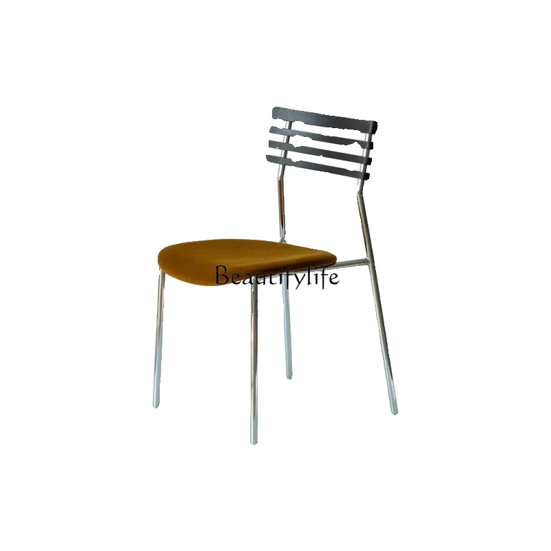 

Nordic modern backrest chair small apartment family living room retro dining table and chairs
