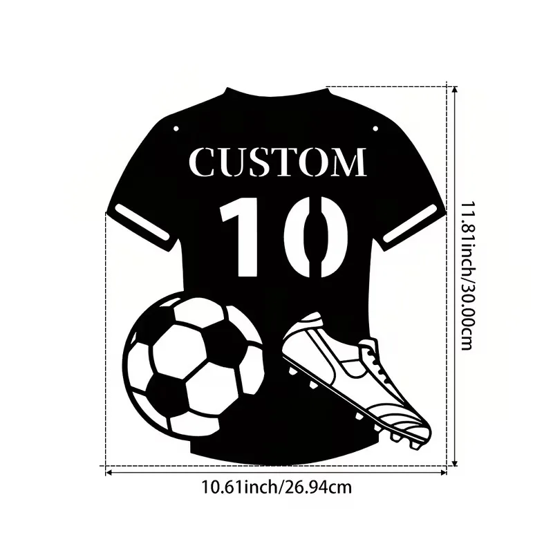 Custom Metal Football Jersey Wall Art - Personalized Text, Construction for Indoor/Outdoor Decor, Perfect for Living Room
