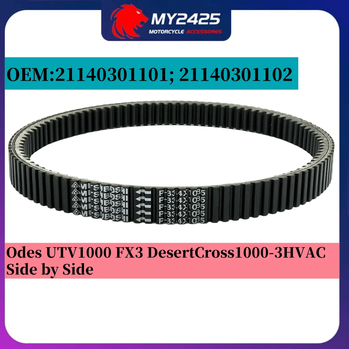 

33.4*1085 CVT Belt for Odes UTV1000 FX3 DesertCross1000-3 HVAC Side by Side 21140301101 21140301102