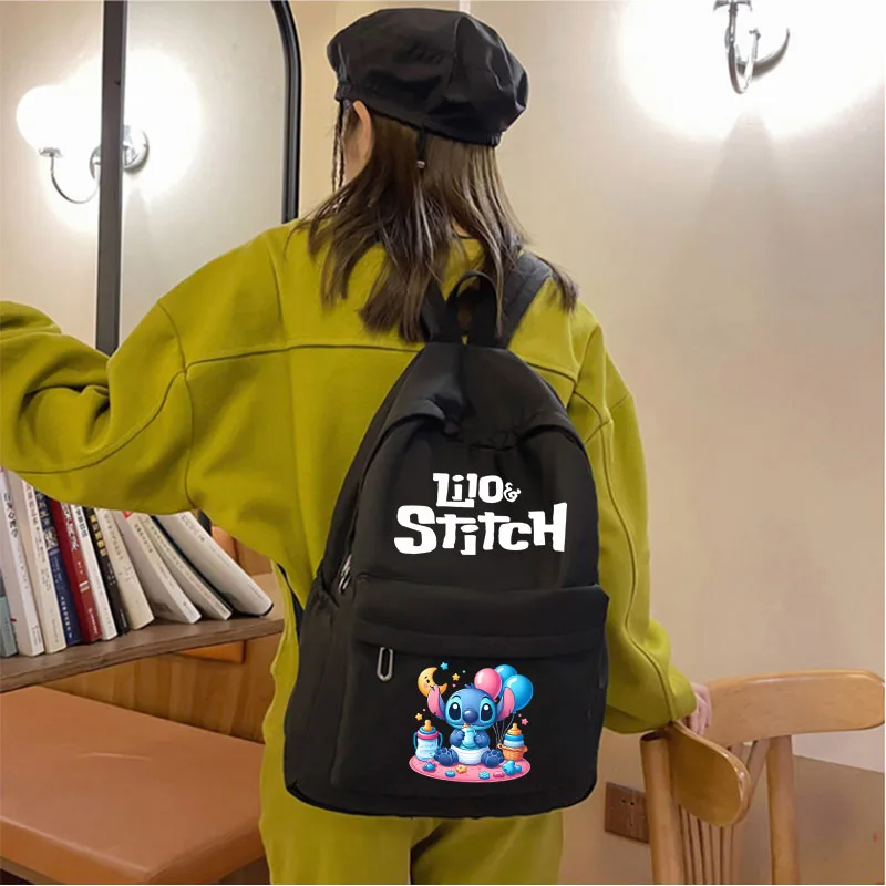 Ransel Disney Lilo & Stitch kasual, tas punggung kapasitas besar untuk anak muda, 2024, tas perjalanan sederhana murni untuk anak muda