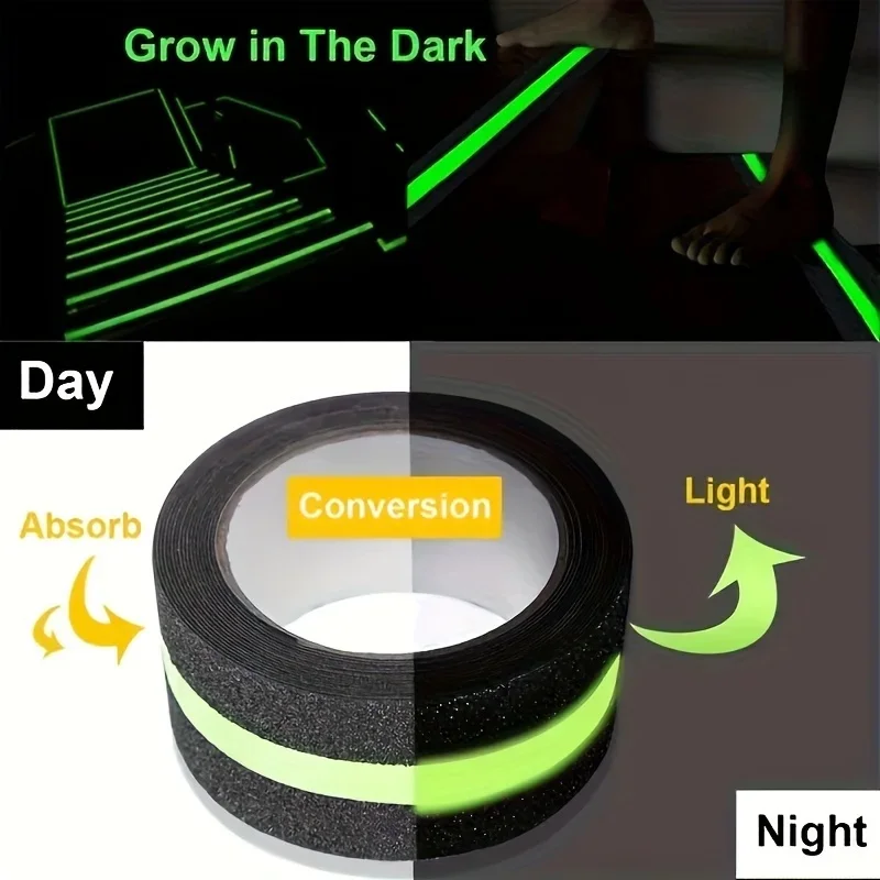 YITAPE Glow in the Dark Anti Slip Tape, 5cm X 5M Luminous Stair Grip Tape, Heavy Duty Waterproof Adhesive for Indoor & Outdoor S