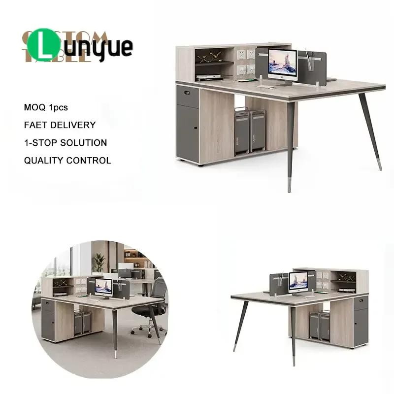 Modern Wooden Partition Locker Office Workbench with Spacious Desktop Privacy Baffle Corporate Furniture for Workspace