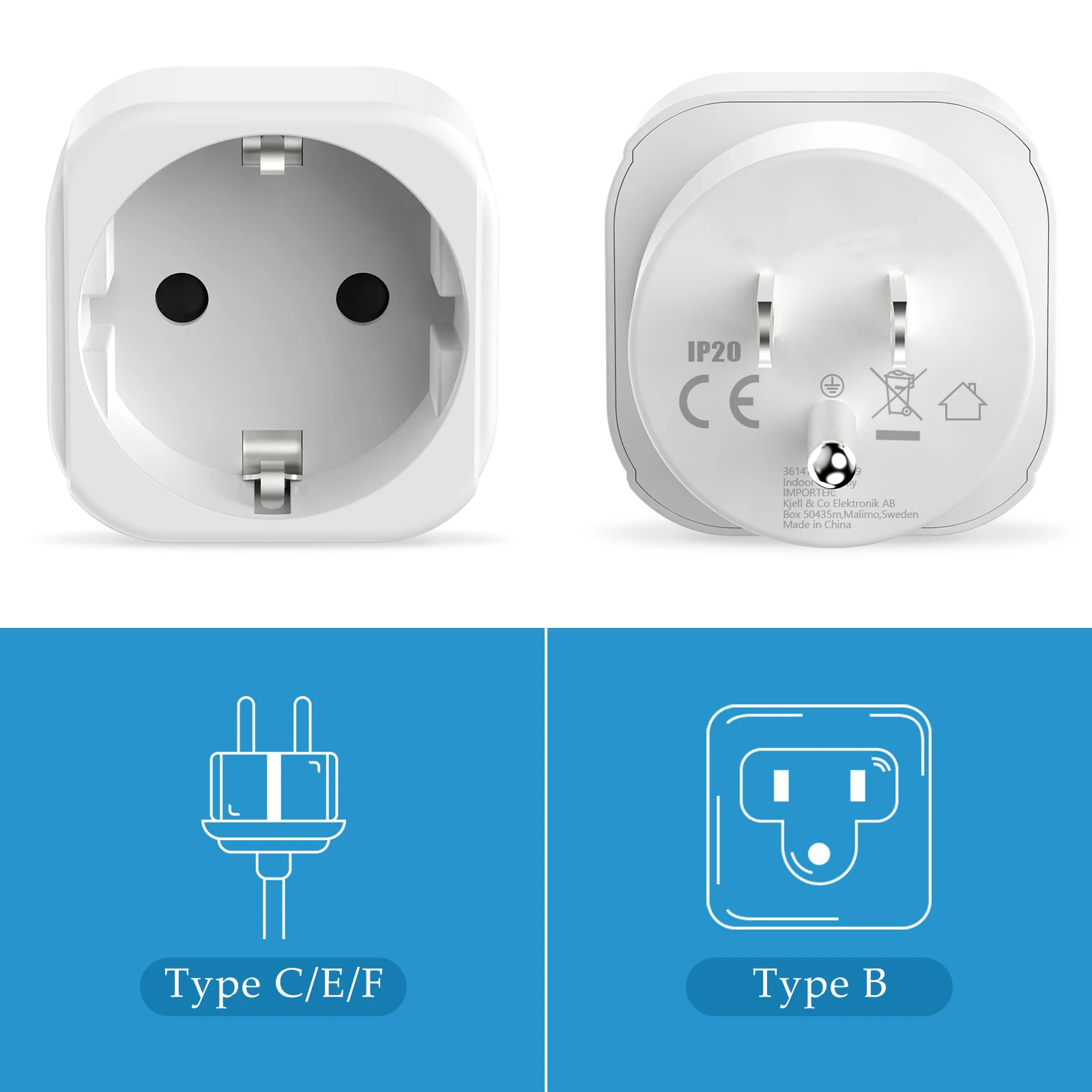 2pcs Travel Adapter USA Adapter Europe Germany Plug, EU to US Travel Plug Power Converter Wall Socket for Canada Japan Thailand