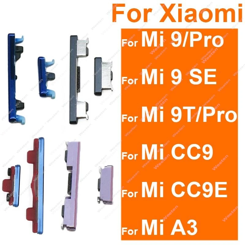 Power & Volume Side Button For Xiaomi Mi 9 9T Pro 9 SE 9 Lite CC9 CC9E A3 Power Side Key Volume Switch For Redmi K20 Pro Parts