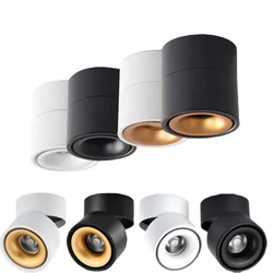 Luz Led giratoria de 360 grados, foco empotrable montado en superficie, COB, 9W, 12W, 15W, 20W, lámparas de techo regulables, AC110, 220v, redondas para dormitorio