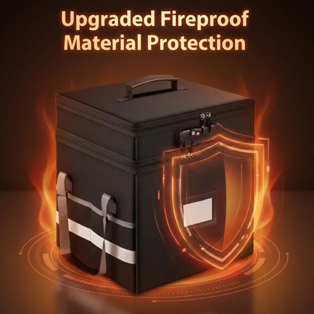 Fireproof Document Storage Box - Fire Resistant File Organizer with Lock, A4/Letter Size, Waterproof & Scorch-Proof, for Home