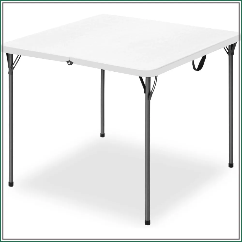 

34" Square Folding Table for 4, 330lbs Capacity, HDPE Top & Steel Legs, Portable Picnic Table for Indoor Outdoor