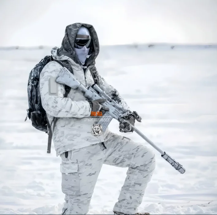 Snow White Cp Camouflage Cotton Suit Thick Winter Uniform Man Include Jacket Pants