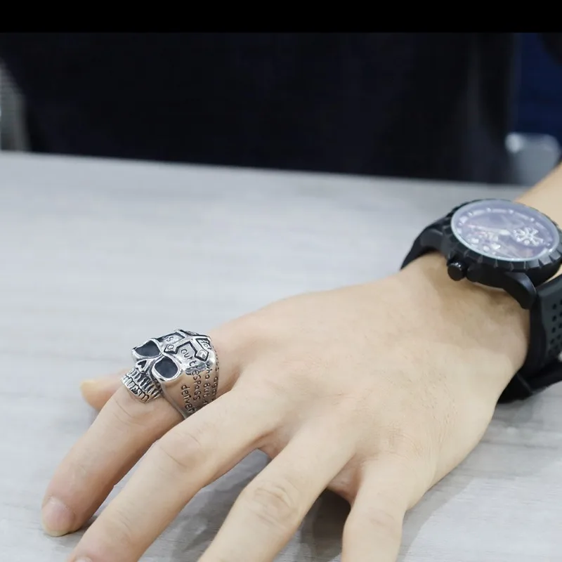 

Кольцо из титановой стали с черепом в стиле хипстер, не тускнеет, для мужчин, ювелирные изделия для внешней торговли