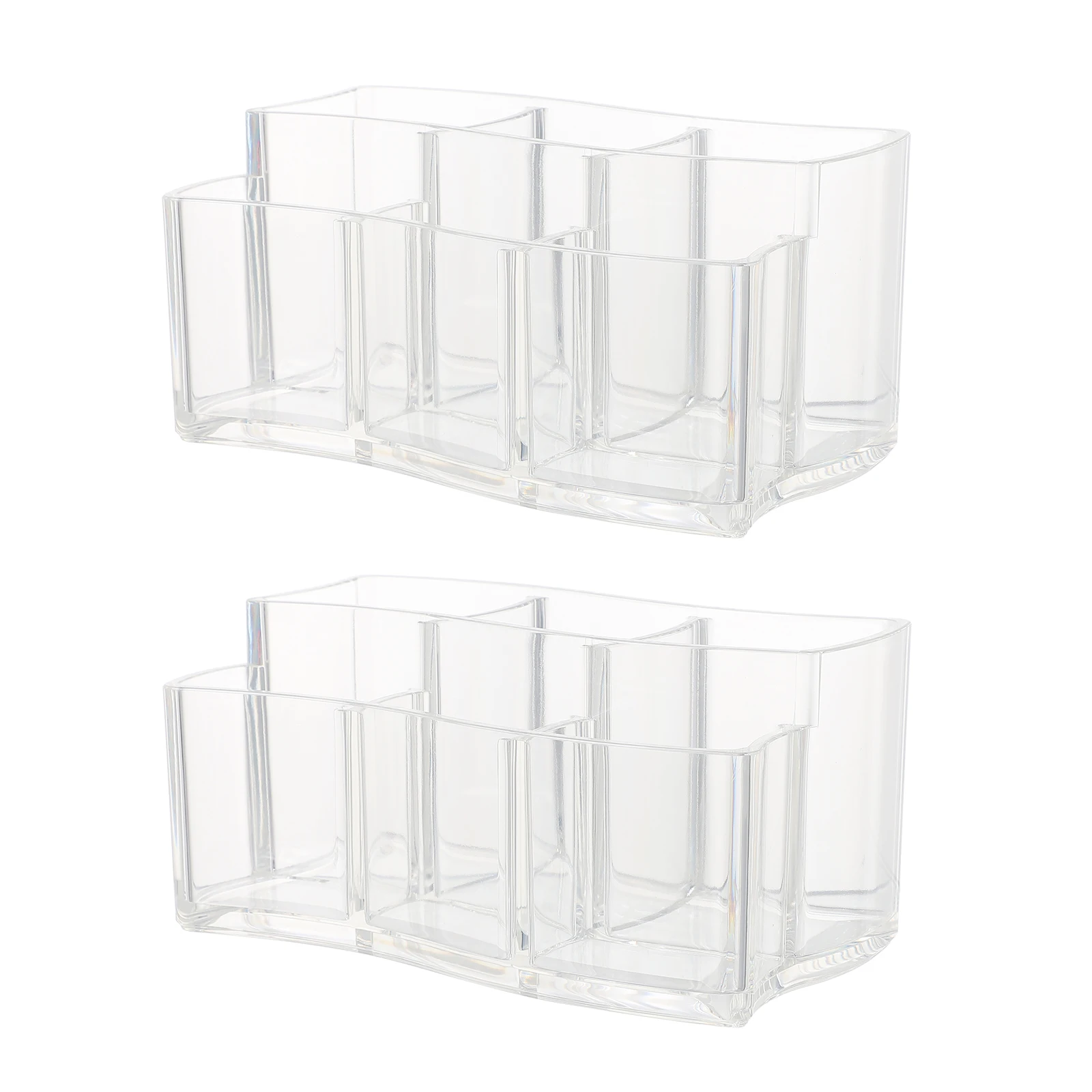 2 Pcs Desktop Makeup Storage Box Student Pen Holders Transparent Brush Plastic Cute