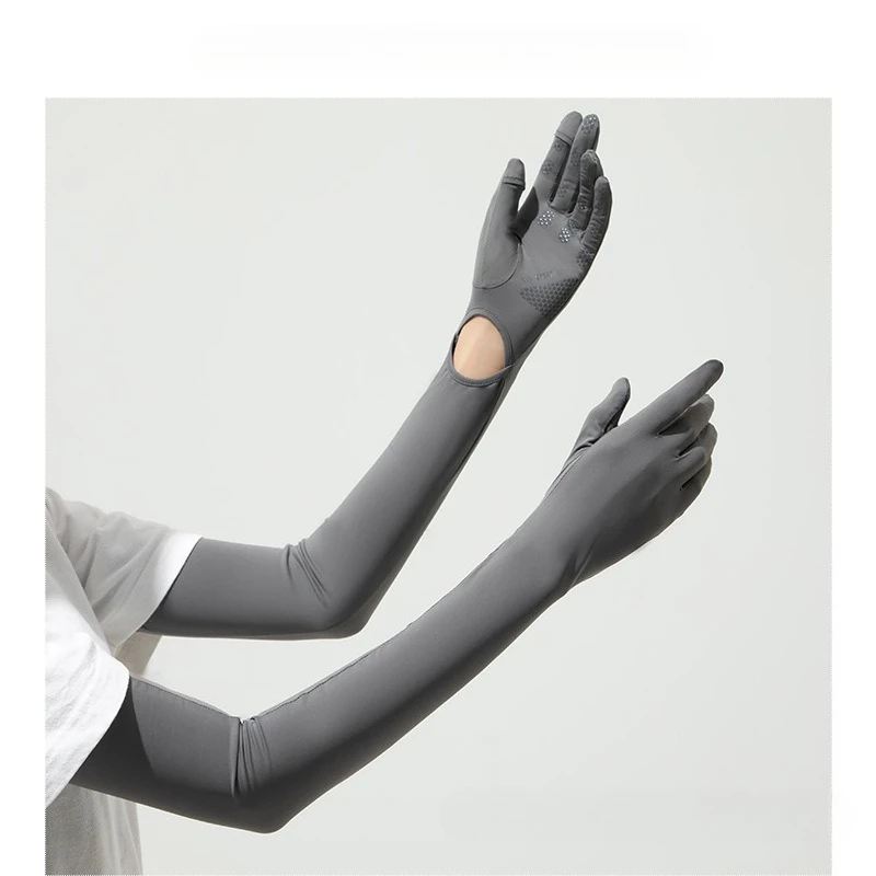 

Новые нейлоновые перчатки из ледяного шелка для женщин, летние, с защитой от УФ-излучения, охлаждающие, с длинными рукавами, с откидными пальцами