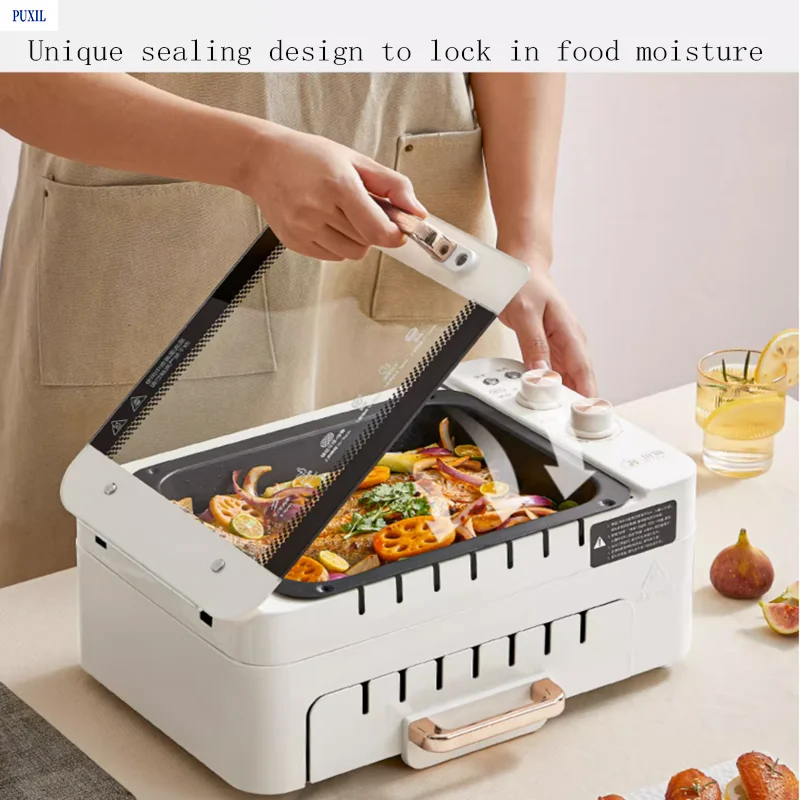 3 In 1 Elektrische Bbq Kebab Grill Machine Huishoudelijke Automatische Roterende Spiesjes Machine Indoor Rookloze Barbecue Grill Oven