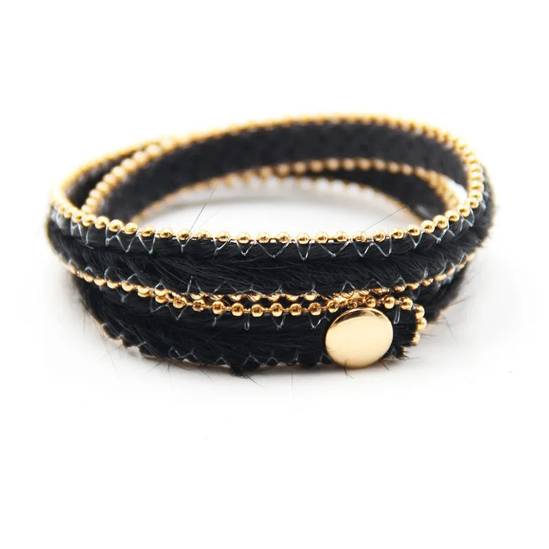 New product Fashion Leopard Print Bracelets For Women Boho Gold Color Button Vintage Wrap Bracelet Christmas Punk Jewelry