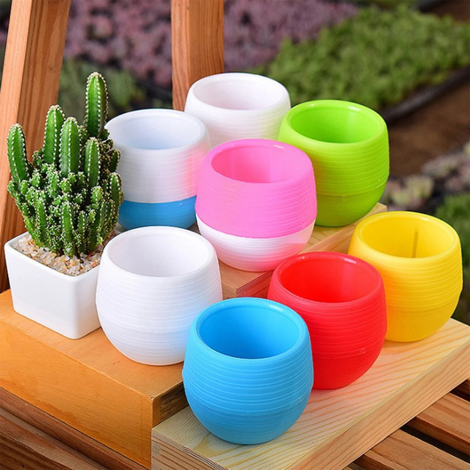 Mini Plastic Flower Pot Round Succulent Pot Small Flower Plant Planter Colorful Nursery Pots Transplant Flower Pots Home Decor