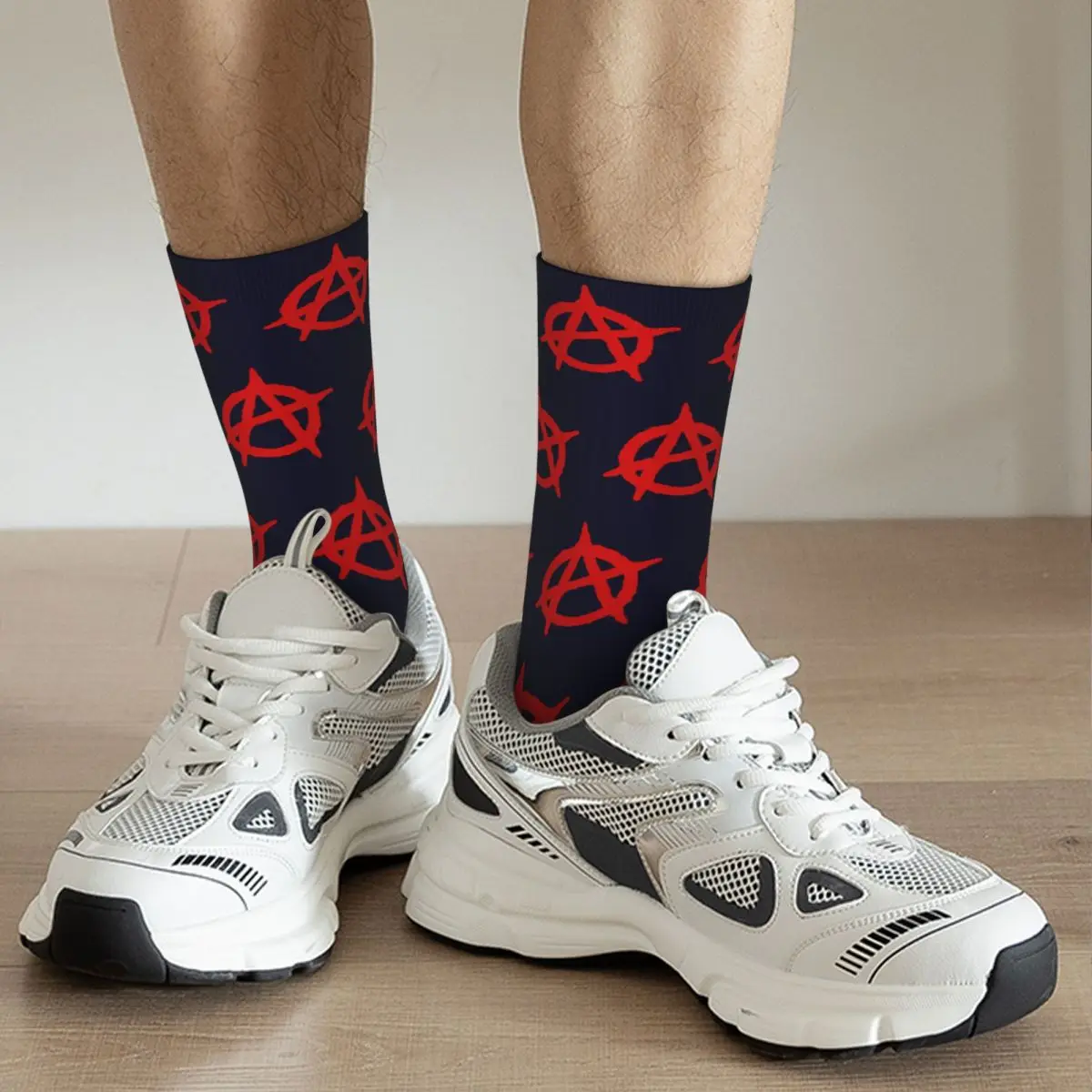 Autumn Winter Retro Unisex Anarchy Anarchist Socks Non-slip Basketball Socks