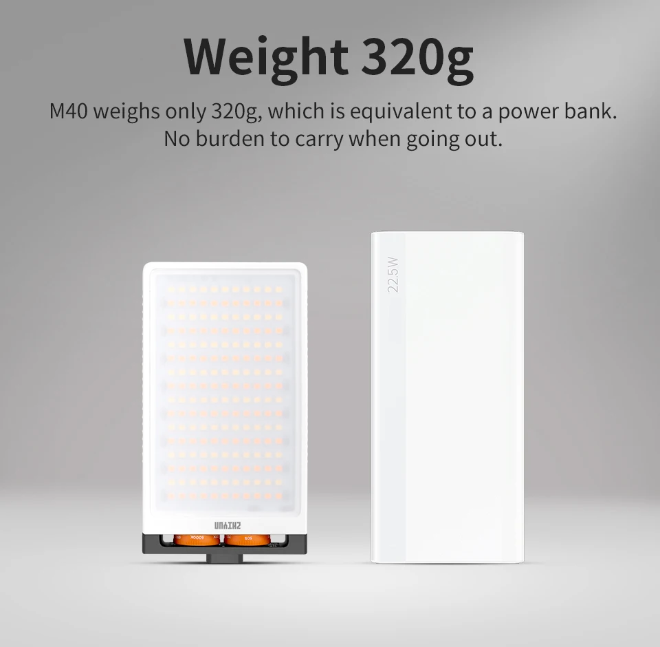 Luz de bolsillo portátil Zhiyun FIVERAY M40, luces Led bicolor de 40W, lámpara para fotografía y vídeo, luz de relleno, iluminación para fotografía