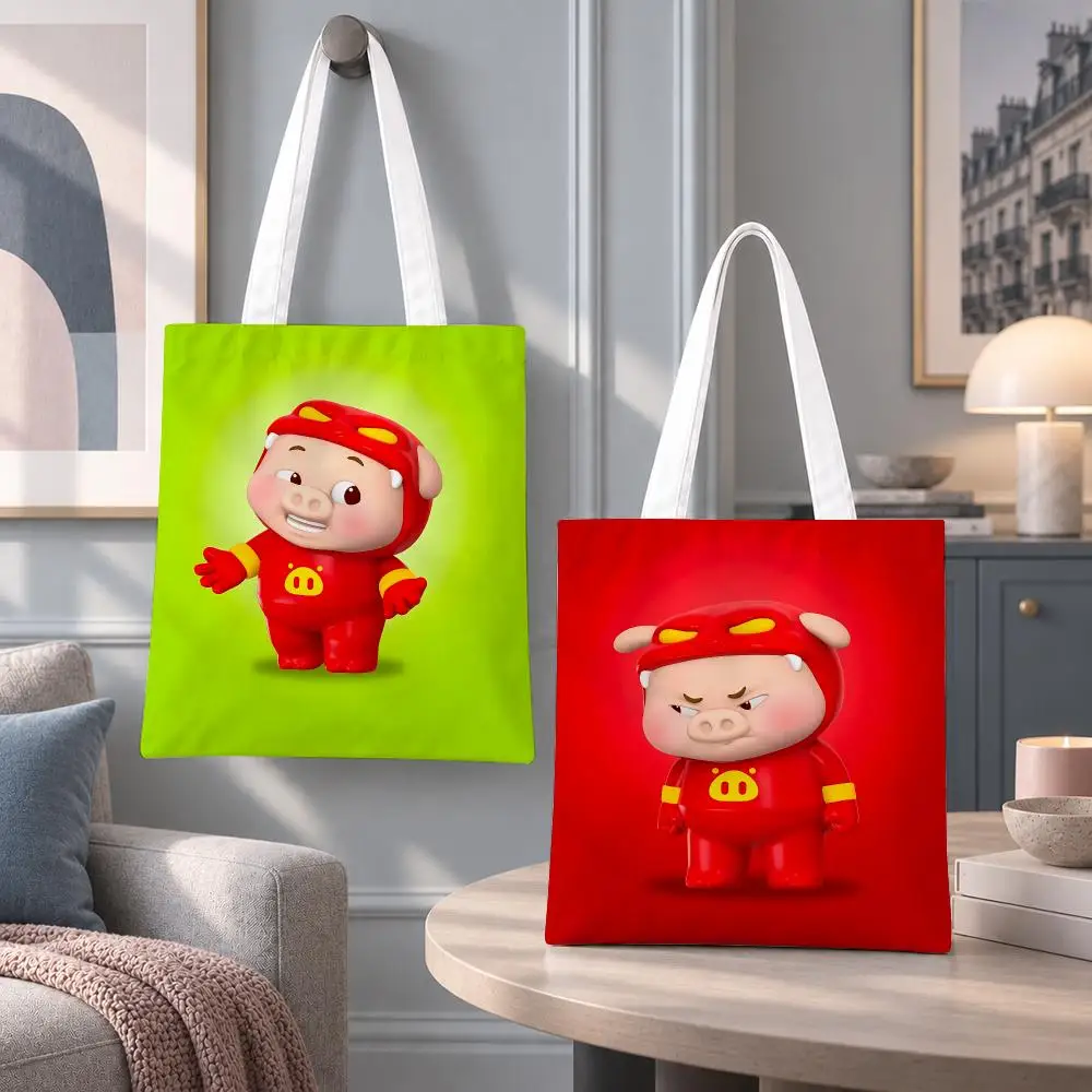 Cute Character GG Bond Storage Bags Eco Canvas Tote Odorless Reusable Double Print Shopping Bag