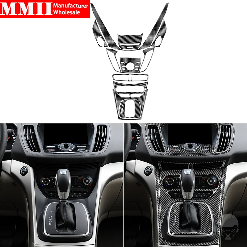 MMII Carbon Fiber For Ford Escape Kuga 2013-2016 Center Console Gear Radio Air Outlet Panel Set Interiors Stickers Accessories