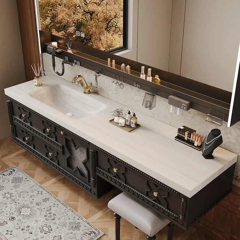 

Luxury Black Bathroom Cabinet Inside Storage Space Saving Bathroom Cabinet Sink Mirror Wood Meuble Salle De Bain Furniture Home
