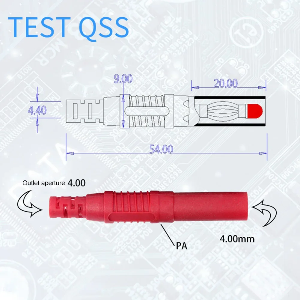 안전상 유용한 직선 와이어 수 바나나 플러그, 4mm 바나나 CATII 1000V /MAX 32A 커넥터, 기기 수 플러그