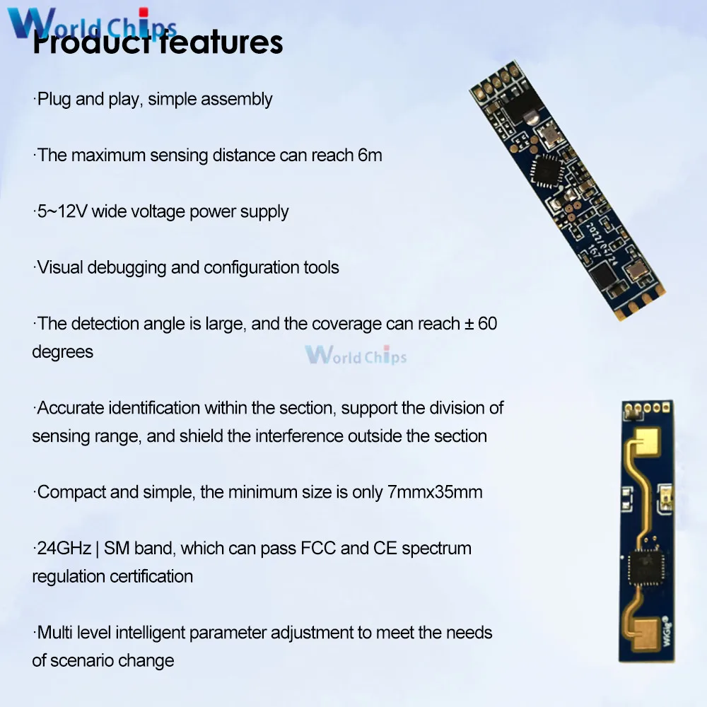 HLK-LD2410 Human Presence Inductive Radar Module 24GHz Intelligent Microwave Sensor Switch Bluetooth Detection With 5P Wire