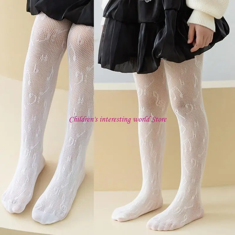 

Notes Pattern Stockings for Spring School Uniform Hollowed Leggings Little Girl NonSlip Elastic Princess Socks 425F