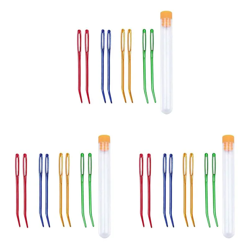 24PCS Ago per filato, Ago per tessitura Ago per arazzo Aghi piegati per uncinetto Aghi per rammendo per occhi grandi per lavorare a maglia Crochet-AT64