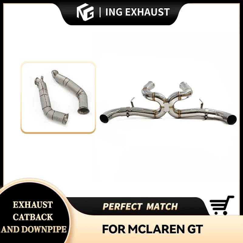 

ING SS304 Valveless Catback + водосточная труба для Mclaren GT V8 4.0T с прямым потоком, автоматический гоночный двигатель, система выхлопной системы