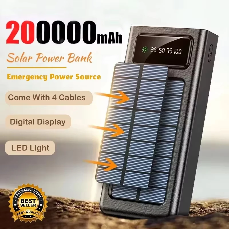 بنك طاقة يعمل بالطاقة الشمسية بقدرة 200000 مللي أمبير في الساعة من OnePlus مع شحن سريع للغاية وسعة عالية للغاية وبطارية خارجية بشاشة عرض رقمية مكونة من 4 أسلاك #2