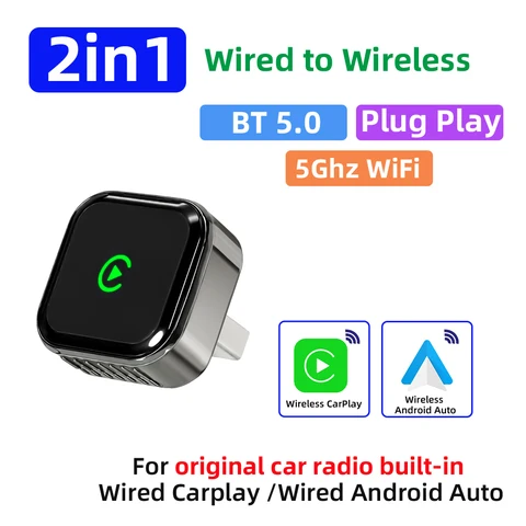 Беспроводной адаптер CarPlay Orange 2026:, Plug & Play, автоматическое подключение без задержек, преобразует проводное подключение в беспроводное для iPhone и Android