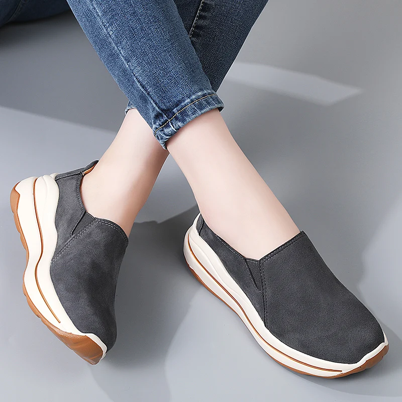 النساء جلد الغزال حذاء كاجوال مريح الإناث المتسكعون عدم الانزلاق المشي أحذية رياضية تنفس الشقق أحذية قيادة أحذية كسول #6