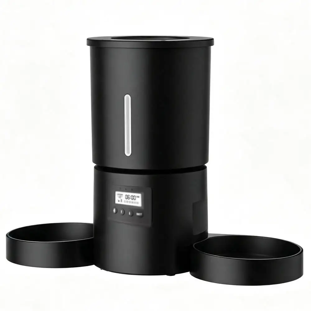 ZYfeede 4.2L Double Bowl Automatic Pet Feeder Button Timed Quantitative Programmable Smart Cat Dogs Feeder Bowl