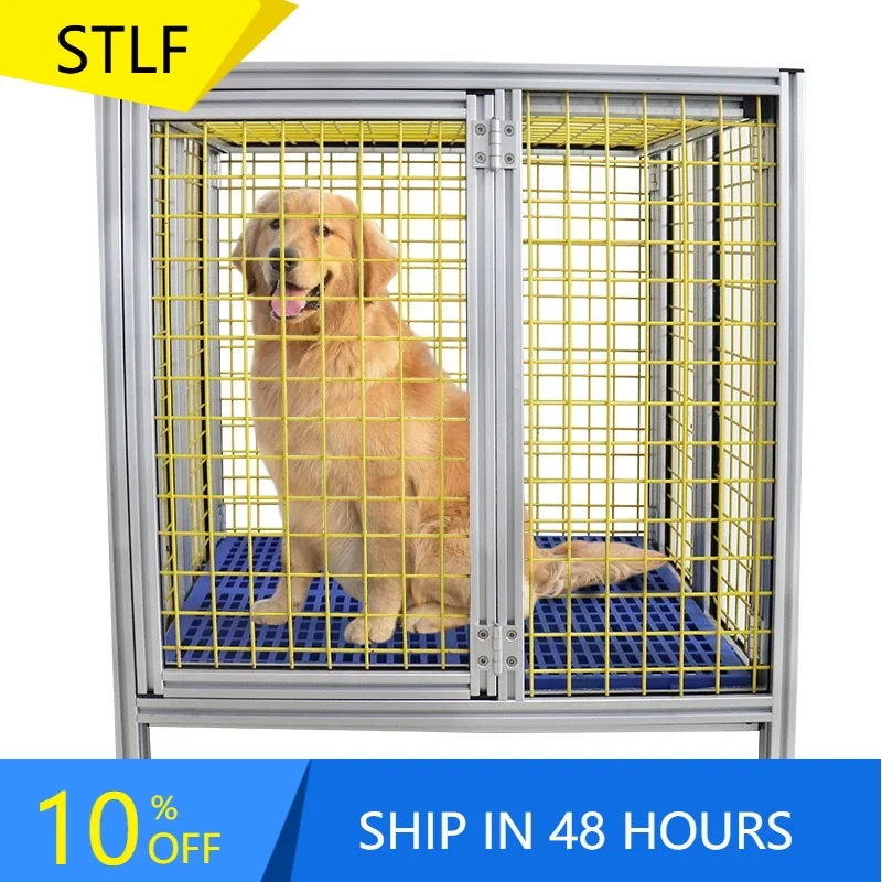 

STLFPet Crates extra Xxl Large 90 cm Big Strong Metal Iron Large Size Stainless Steel Foldable Aluminum Profile Cage and Kennels