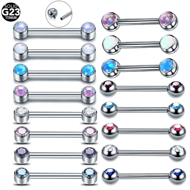 1PC 14G Titanium Nipple Piercing for Breasts Opal Crystal Nipple Bars 14mm 16mm Industrial Barbells Niple Piercing Jewelry Women AliExpress