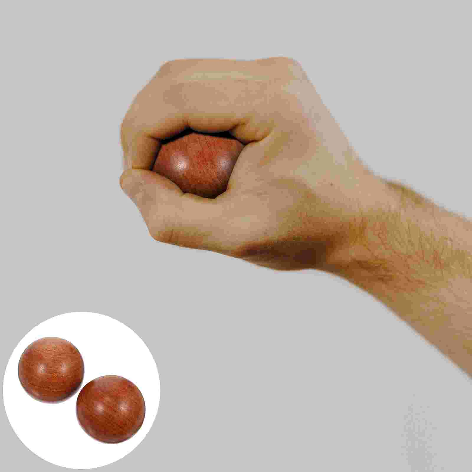 

2 Pcs Health Ball Handball Exercise Useful Balls Red Sandalwood Spheres Rosewood Decors Retro Presents