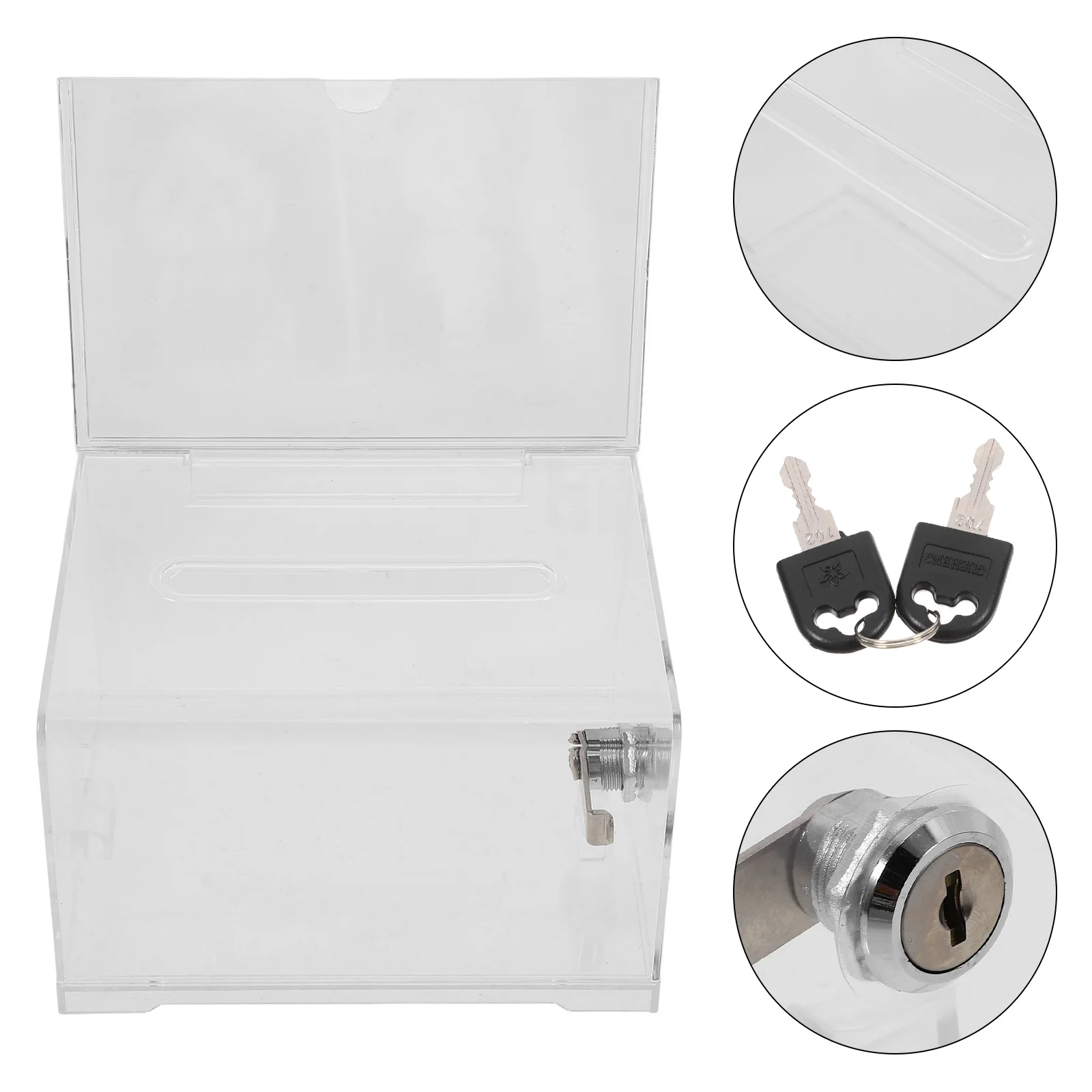 

1 set 1 Set Clear Acrylic Donation Box Lock Fundraising Voting Suggestion Collection Public Ballot Storage Secure Tip Drop Box