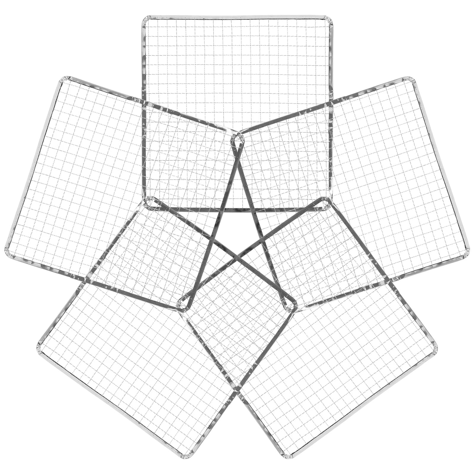 

5 Pcs BBQ Net Square Edge No Cleaning Korean Accessories 27x27cm Grill Mat Rack for Camping Fish Basket Wire Grate Reusable Mats