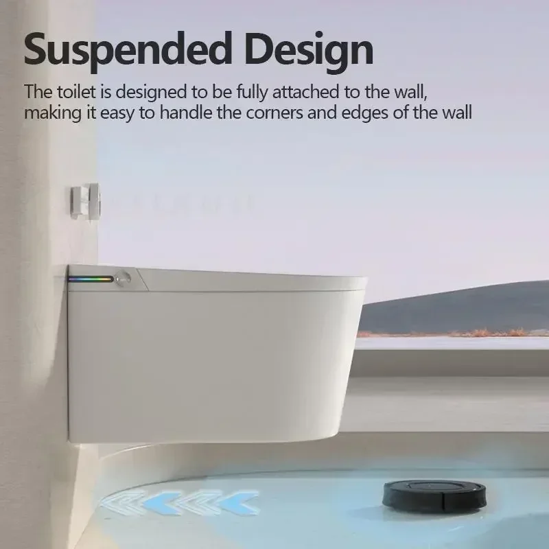 Nordic Wall Mounted Smart Toilet Bidet for Bathroom Tankless Auto Open/Close Heated Seat Electric Elongated