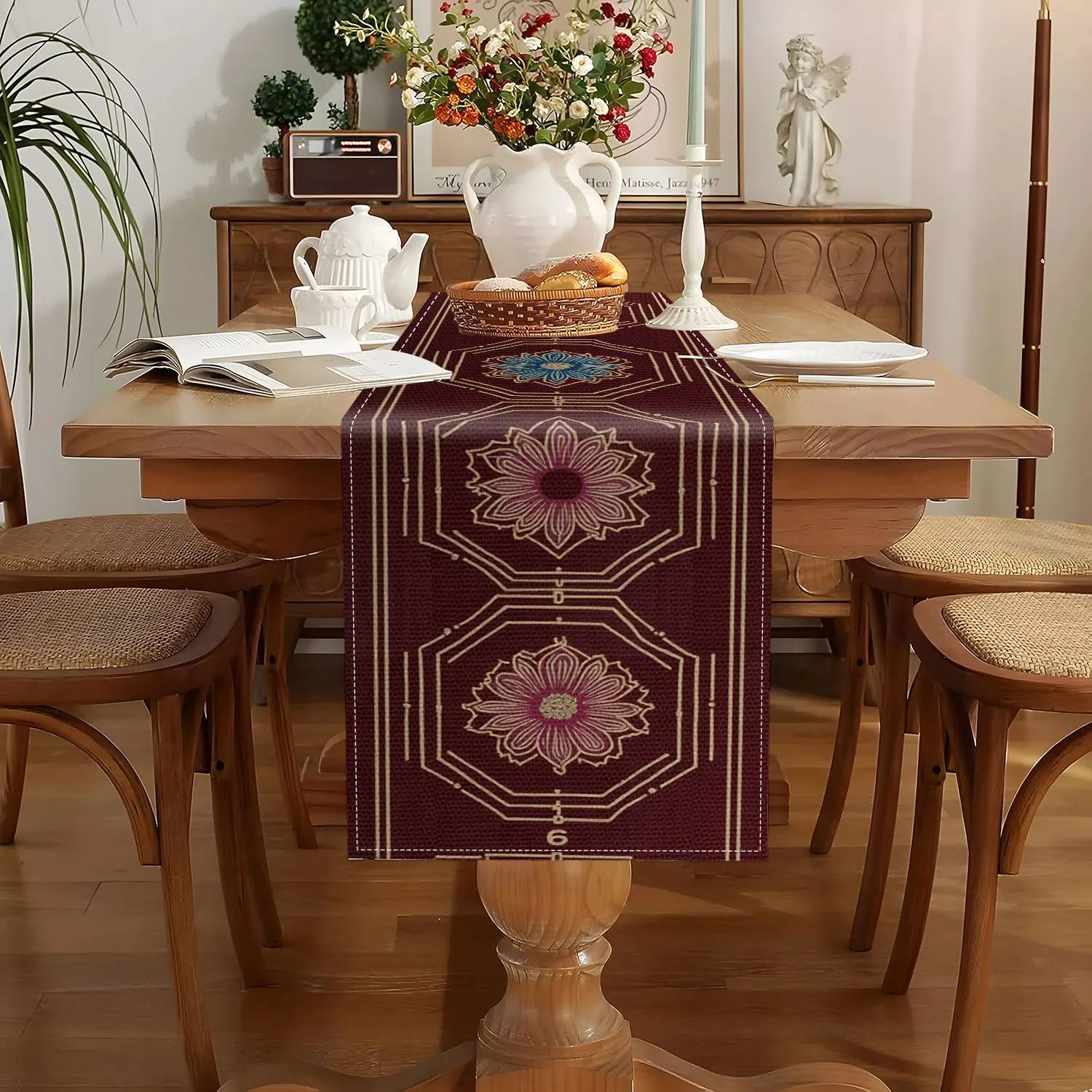 1 Piece of Autumn-Themed Table Runner with Colorful Maple Leaf Patterns, Suitable for Autumn Parties and Home Decoration